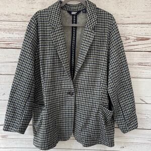 Lands' End Women's Houndstooth Fleece Blazer Jacket Size 2X